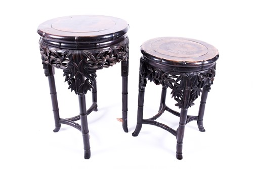 Lot 174 - Two late 19th century Chinese carved hardwood...