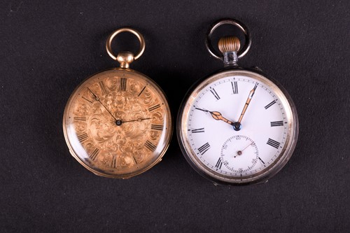 Lot 411 - A Stauffer gold metal cased open face pocket...