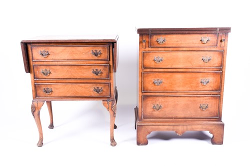 Lot 90 - A reproduction walnut veneered bachelors chest...