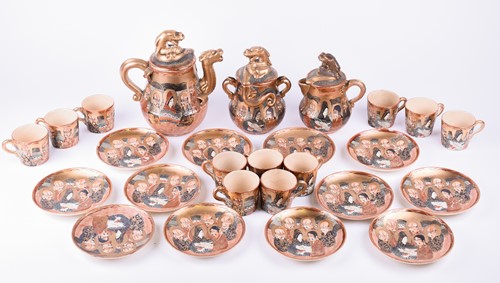 Lot 161 - A Japanese satsuma twelve place coffee set,...