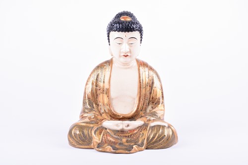 Lot 140 - A Japanese satsuma figure of Amida Buddha,...