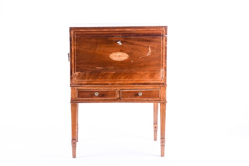 Lot 136 - A George III mahogany and inlaid cellarette,...