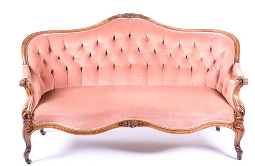 Lot 75 - A Victorian walnut frame settee, with...