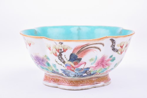 Lot 173 - A Chinese famille rose petal shape bowl, late...