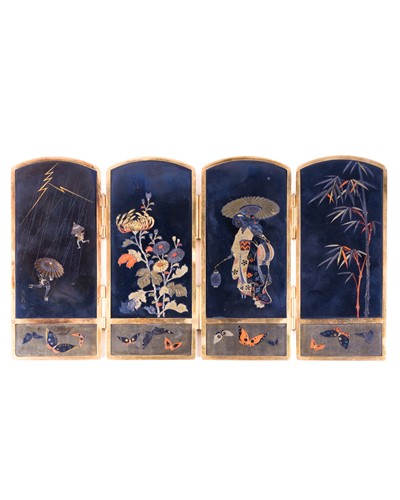 Lot 172 - A good Japanese bronze and shakudo miniature...