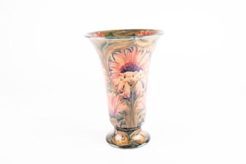 Lot 13 - A William Moorcroft Cornflower pattern trumpet...