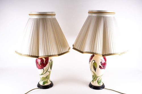 Lot 20 - A large pair of Moorcroft 'Poppy' pattern...