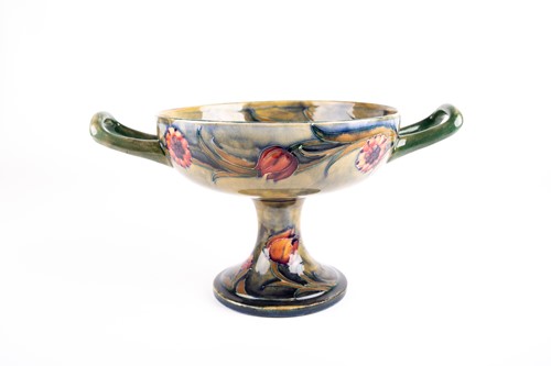 Lot 1 - A William Moorcroft 'Spanish' pattern pedestal...