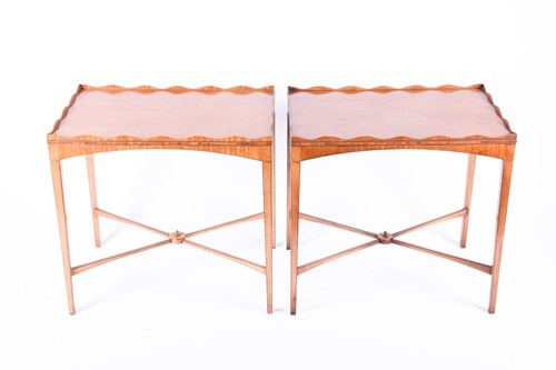 Lot 131 - A pair of Edwardian satinwood veneered low...
