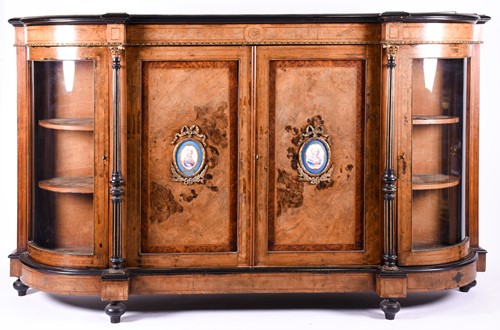 Lot 144 - A 19th century figured walnut credenza with...