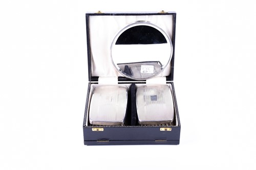 Lot 573 - A silver framed travel mirror, Birmingham 1926,...