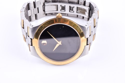 Lot 177 - A Movado stainless steel and gold plated...