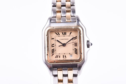 Lot 406 - A Cartier Panthere quartz two tone ladies...