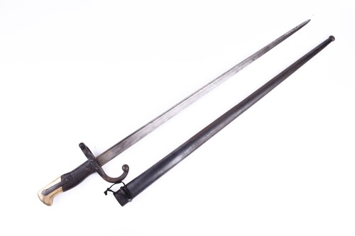 Lot 363 - A late 19th century French sword bayonet and...