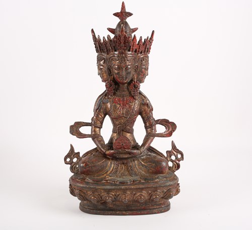 Lot 233 - A parcel gilt bronze figure of Ushnishavijaya...