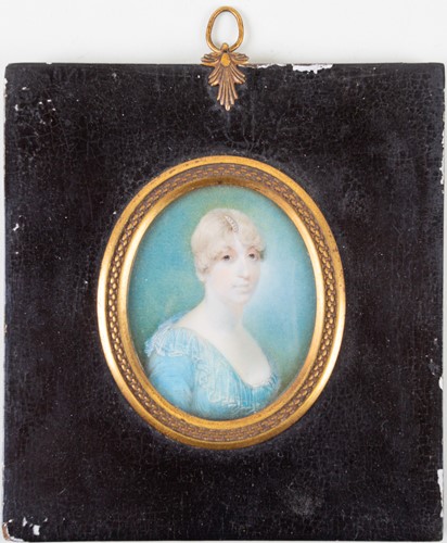 Lot 386 - An 18th century oval portrait miniature on...