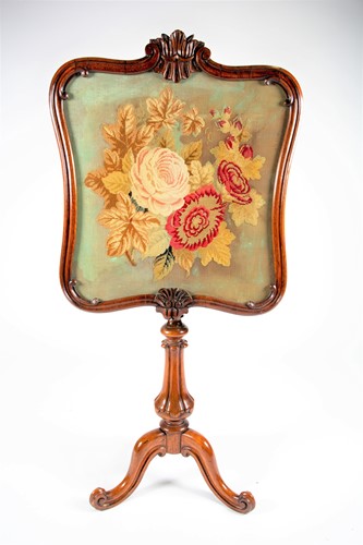 Lot 109 - A fine Victorian mahogany pole screen, with...