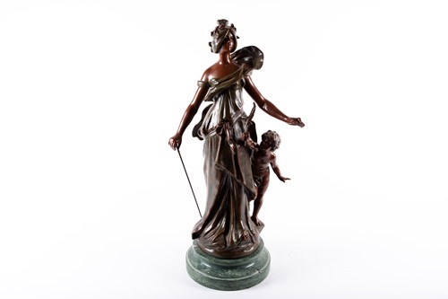 Lot 255 - After Auguste Moreau: a painted spelter figure,...