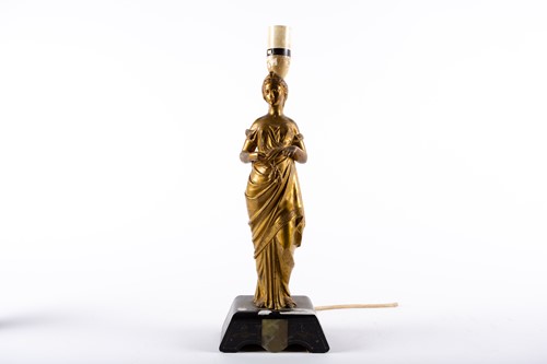 Lot 291 - A Victorian gilt-bronzed table lamp, modelled...