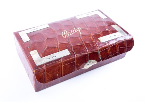 Lot 287 - An Edwardian crocodile leather and silver...