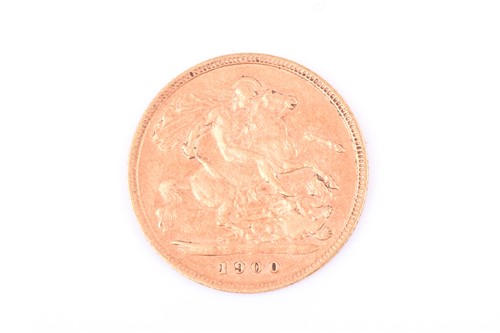 Lot 394 - A Victorian half sovereign, dated 1900.