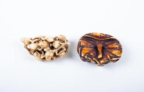 Lot 158 - Two Japanese carved ivory netsukes, Meiji...