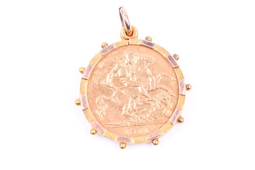 Lot 407 - A George V half-sovereign, 1911, bare head l....