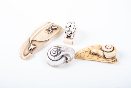 Lot 137 - Four Japanese ivory netsuke, Meiji/Taisho,...
