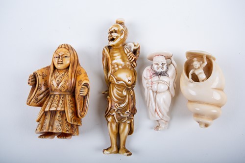 Lot 123 - Four Japanese ivory netsukes, Meiji/Taisho,...