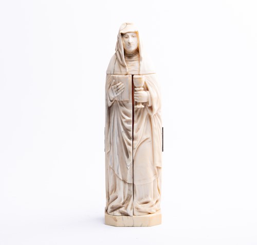 Lot 251 - A 19th century Dieppe ivory carved triptych...
