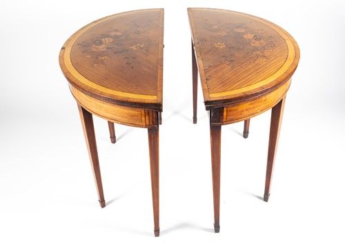 Lot 111 - A pair of George III mahogany inlaid foldover...