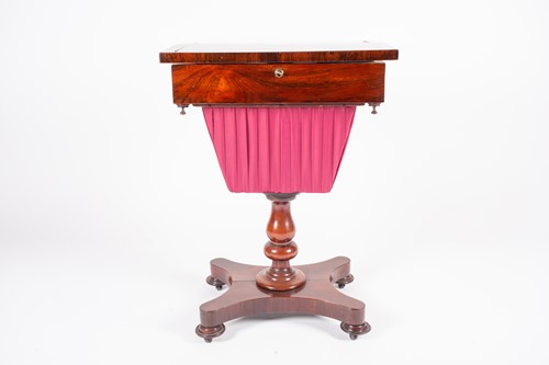 Lot 99 - A Regency rosewood sewing work box, the brass...