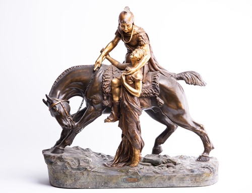 Lot 224 - A large plaster cast figure group titled...