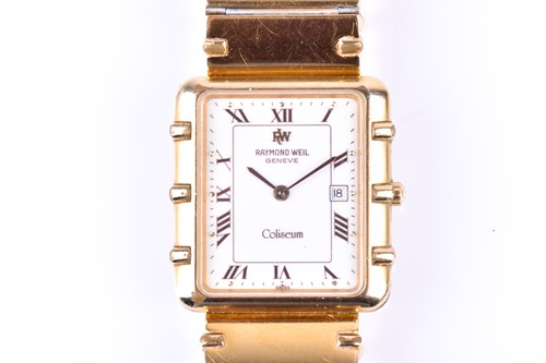 Lot 215 - A gentleman's Raymond Weil 18ct gold plated...