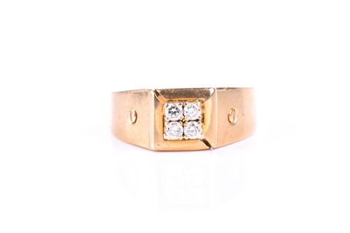 Lot 835 - A gentleman's four stone diamond ring, the...