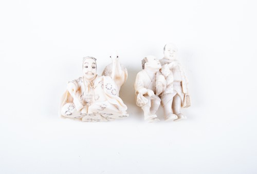 Lot 108A - Two Japanese ivory okimono, Meiji period, well...