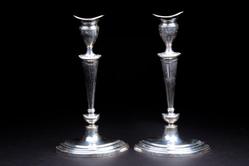 Lot 90 - Pair English Silver Candlesticks