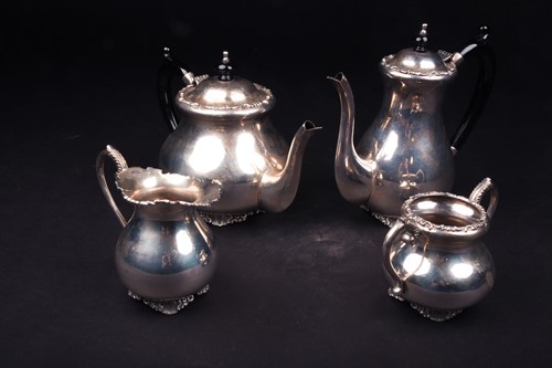 Lot 61 - A Continental white metal four-piece teaset,...