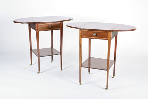 Lot 181 - A pair of mahogany drop leaf side tables, mid...