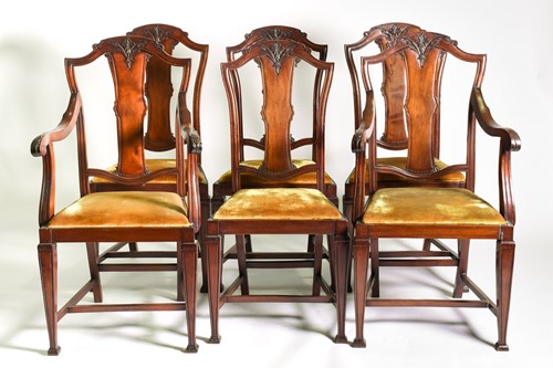 Lot 153 - A set of six mahogany dining chairs, circa...