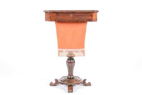Lot 135 - A 19th century rosewood work table, the...