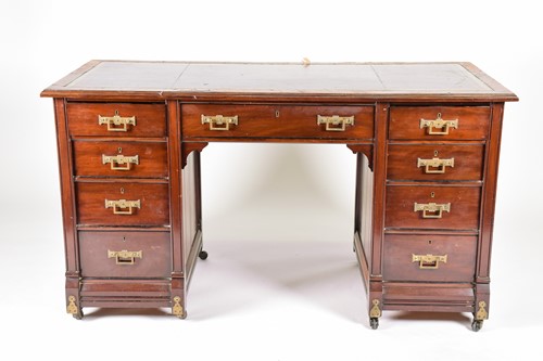 Lot 191 - A Victorian mahogany veneered aesthetic desk,...