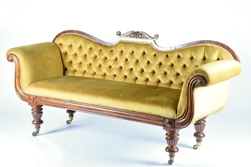 Lot 133 - An early Victorian scroll end sofa, circa 1840,...
