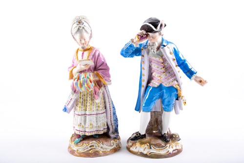 Lot 315 - A pair of Meissen figures of the Racegoer and...