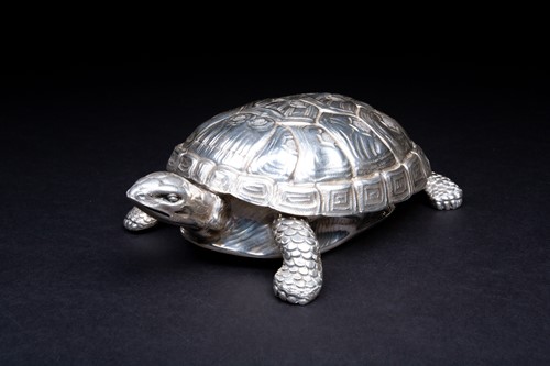 Lot 17 - An Italian silver tortoise dressing table box,...
