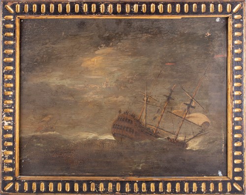 Lot 86 - Early 19th century Dutch school, a galleon in...