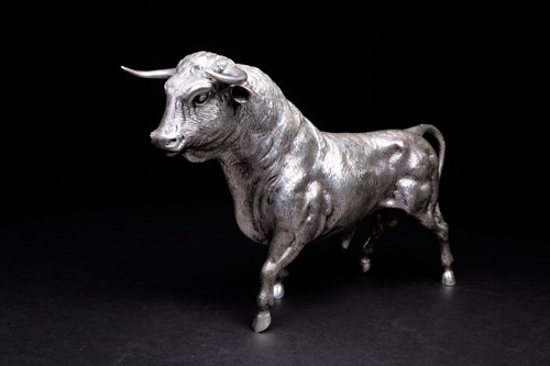 Lot 65 - A large Spanish silver bull, 20th century,...