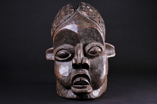 Lot 35 - A Bamileke helmet mask, Cameroon, an...