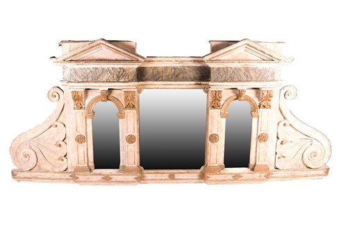 Lot 204 - A large French architectural form mirror, 19th...