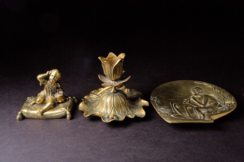 Lot 388 - A Franz Bergman gilt bronze dish, relief...